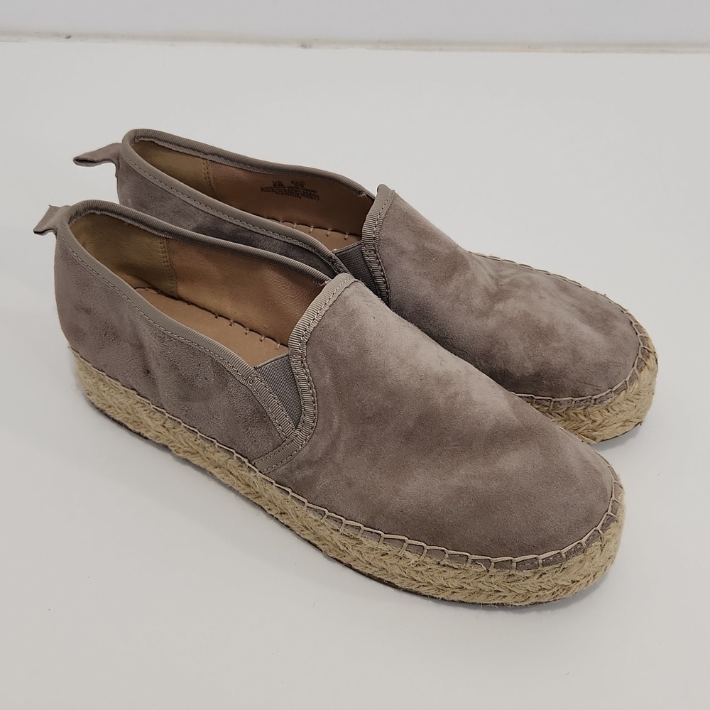 Sam Edelman Carrin Women's 9M Gray Suede Espadrille Platform Slip On Shoes EUC
